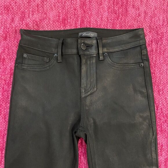 Level 99 Coated Skinny Jeans Black Size 27 (4) - Picture 4 of 13
